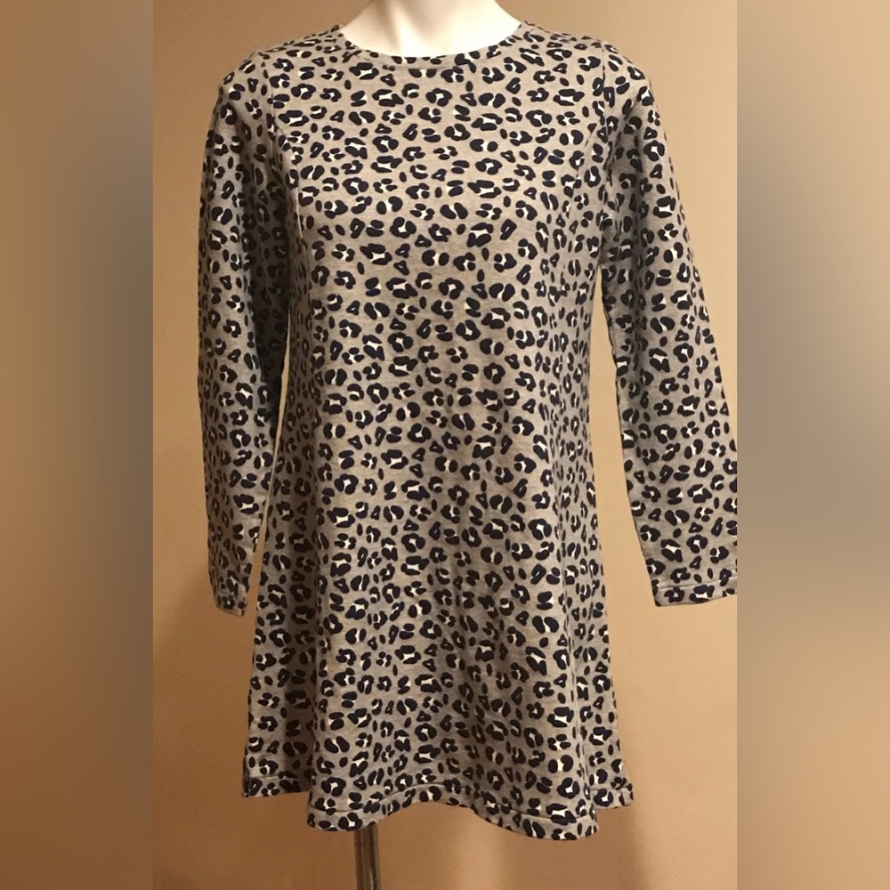 Lands End Gray Blue white sweater Dress  Girls s Size XL